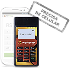 Leitor de débito e crédito MINI com celular de fundo